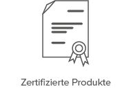 Ein minimalistisches Schwarz-Weiß-Symbol eines Dokuments mit Siegel, das zertifizierte Qualitäts- und Sicherheitsstandards für im Online-Shop erhältliche Möbel- und Wohndekorprodukte darstellt.