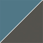 Ein quadratisches Farbmuster mit diagonaler Teilung, das oben links einen gedämpften Blauton und unten rechts ein dunkles Anthrazit zeigt und zur Auswahl von Möbelpolstern oder Materialoberflächen verwendet wird.