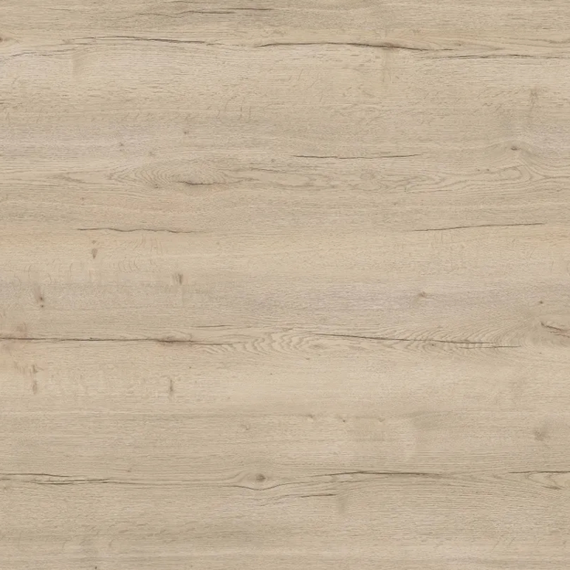 Eine Nahaufnahme einer hellbeigen Holzmaserung mit natürlichen Eichenmustern mit subtilen Ästen, feinen Linien und horizontalen Holzfasern, ideal für Möbeloberflächen und Innenarchitekturanwendungen.